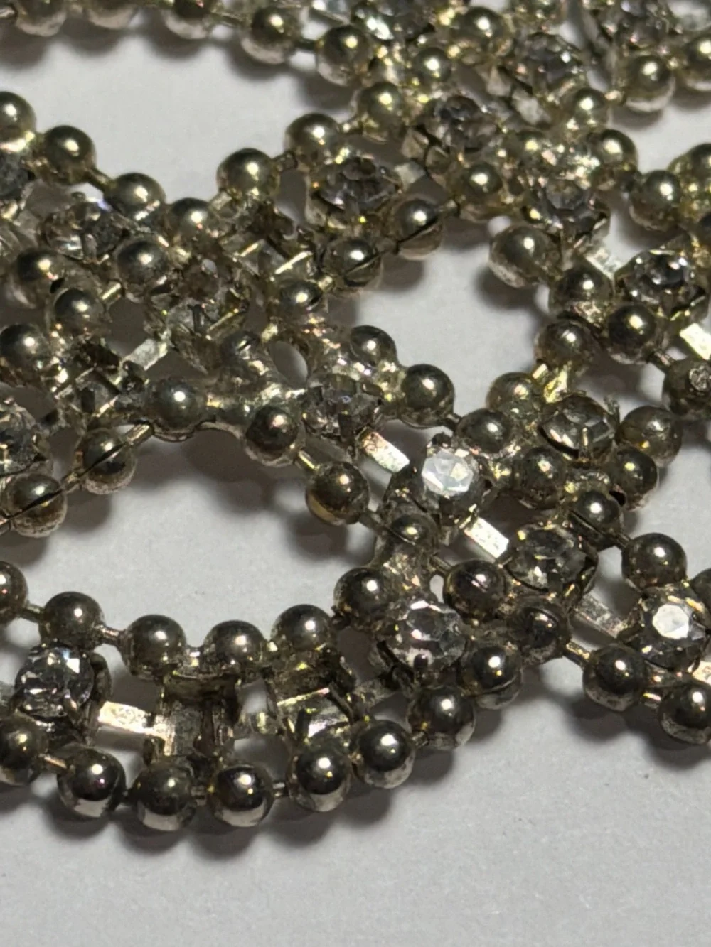 Vintage Silver Rhinestone Wristlet Strap or Choker Necklace 9